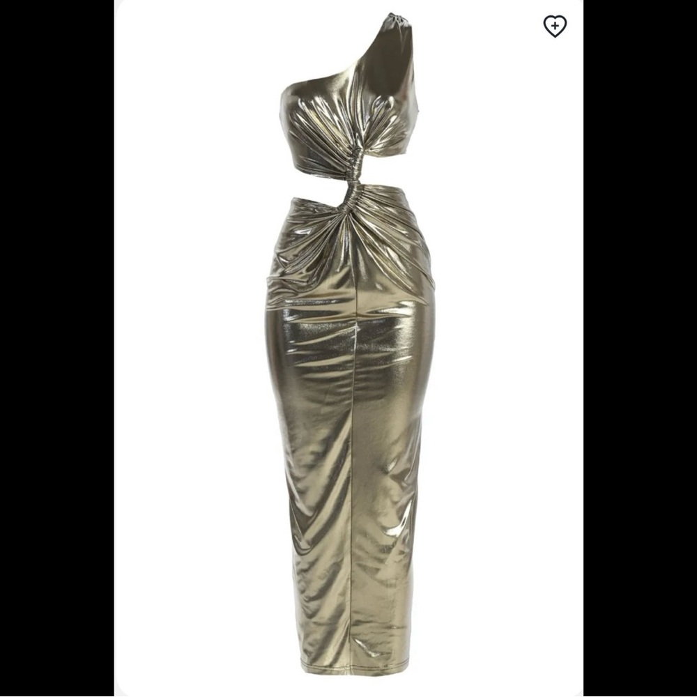 JLUXLABEL Gold Joce One Shoulder Maxi Dress
